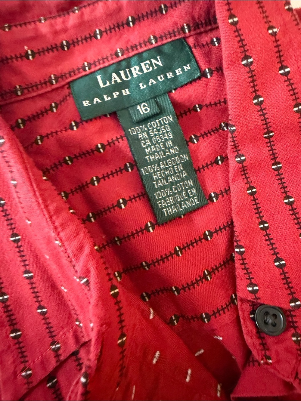 Lauren Ralph Lauren Red Vintage Button Front Printed Western Inspired Top 16 - Picture 14 of 16